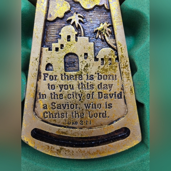 Vintage Dicksons Nativity Avent Candle Holder Religious Scripture Cross Gold - Picture 7 of 14